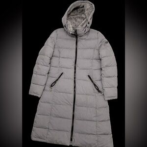 Andrew Marc Women’s Long Gray Hooded Puffer Coat Size S Winter Jacket